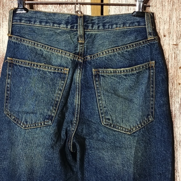 NEW jeans dark wash cross closure button fly straight leg flattering size 0 - Picture 6 of 10